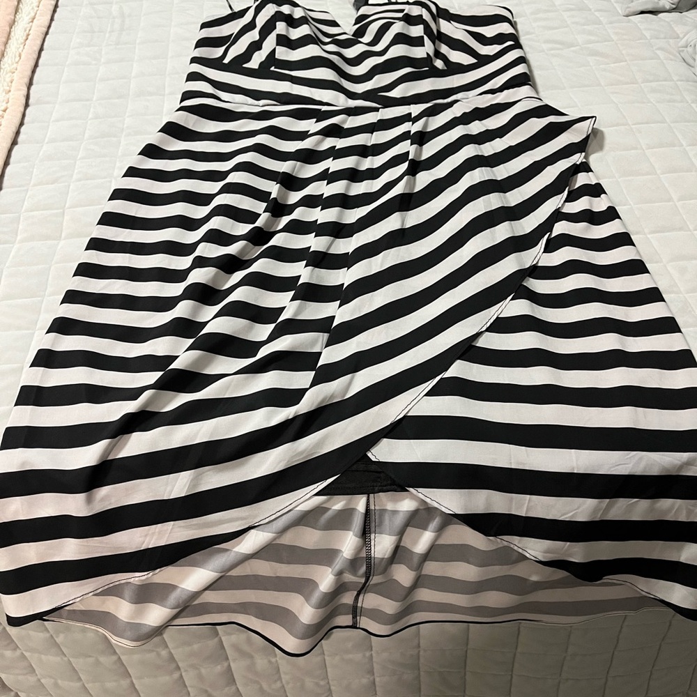City Chic Black and White Striped Dress